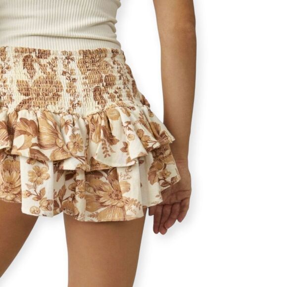 NWT Free People Days Gone By Womens Floral Tiered Cotton Linen Shorts Size XL - Picture 9 of 11